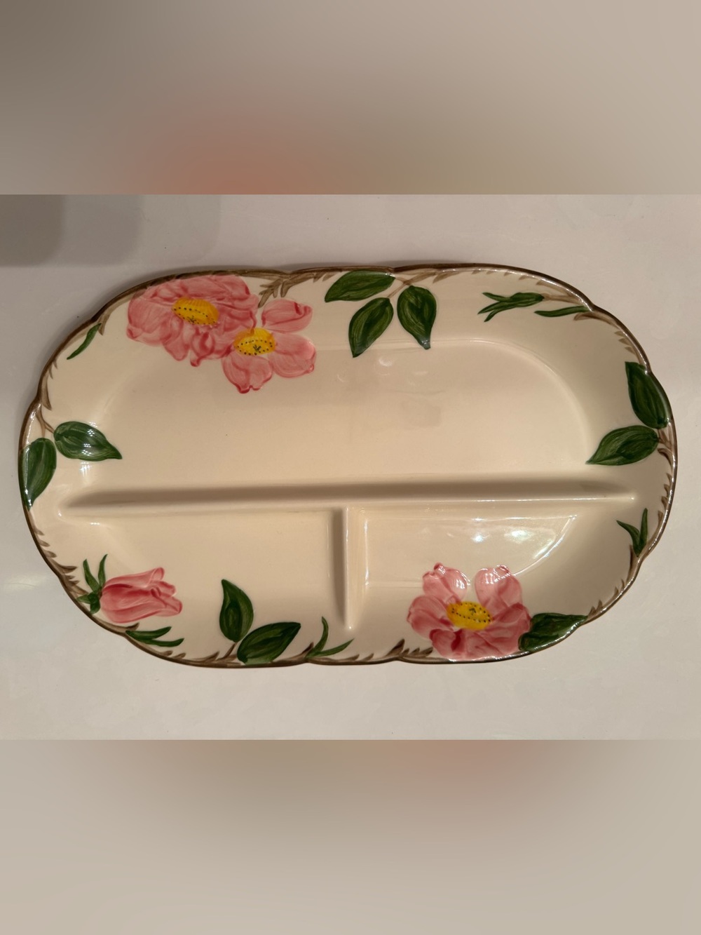 Vintage Franciscan Desert Rose 3-Section Divided Oval Relish Platter 12" x 7.25"